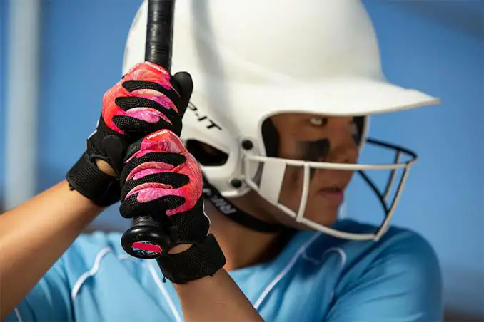 Softball player with good grip in softball game